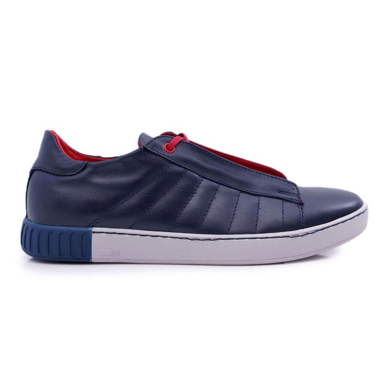 Bednarek Polish Shoes Pánské sportovní kožené boty Brogues Bednarek bez síťoviny Navy Blue Geos námořnická modrá