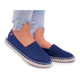 Dámské pletené podrážky Espadrilles Navy Blue Big Star DD274A151 námořnická modř