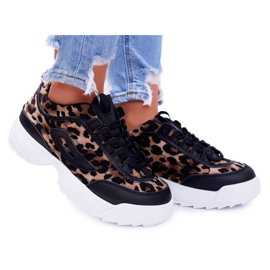 NFR Dámské sportovní černé boty Leopard Faqundo hnědý černý vícebarevný