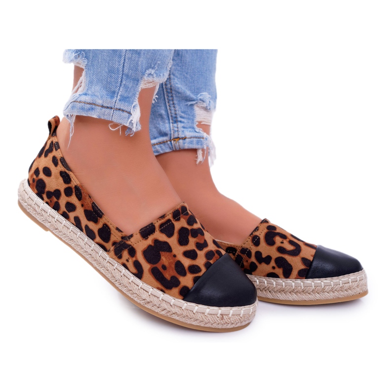 NFR Dámské espadrilky Leopard Flaty hnědý