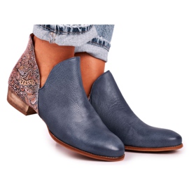 Dámské ploché boty Maciejka jarní kůže tmavě modrá 04091-27 modrý