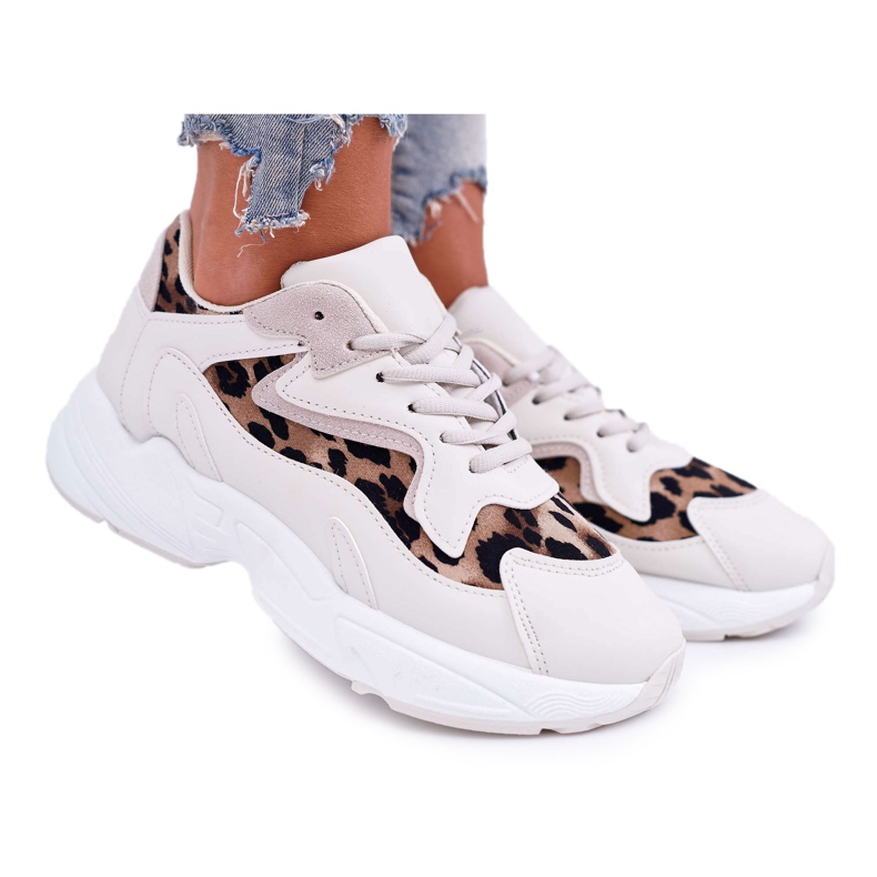 FJ1 Dámské sportovní boty Béžová Leopard Mezeno bílý hnědý