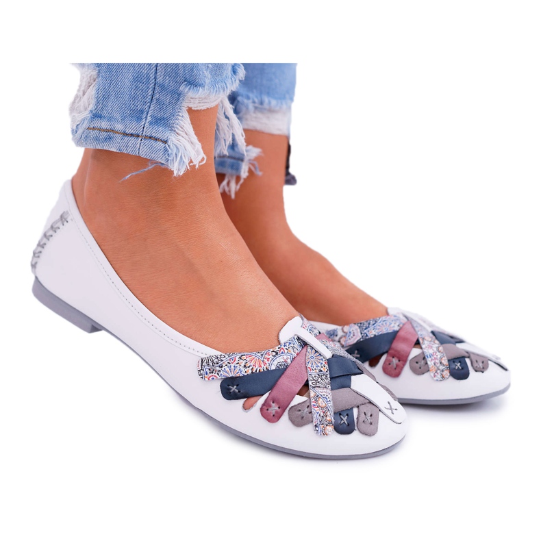 Dámské balerínky Maciejka kůže bílá 01358 bílý