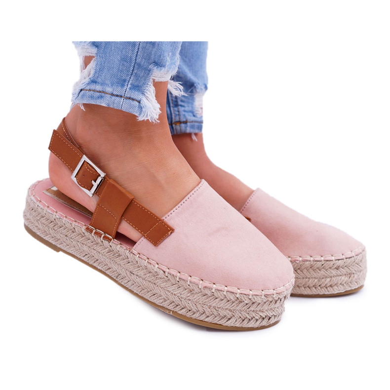 NFR Dámské semišové espadrilky na platformě Pink Parteno růžový
