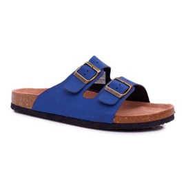 Pánské pantofle se sponami Big Star Navy Blue DD174604 námořnická modř