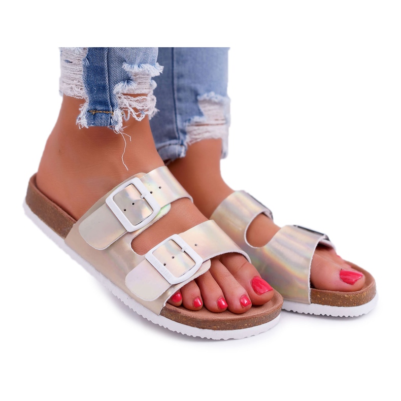 Dámské zlaté pantofle Big Star DD274135 zlatý