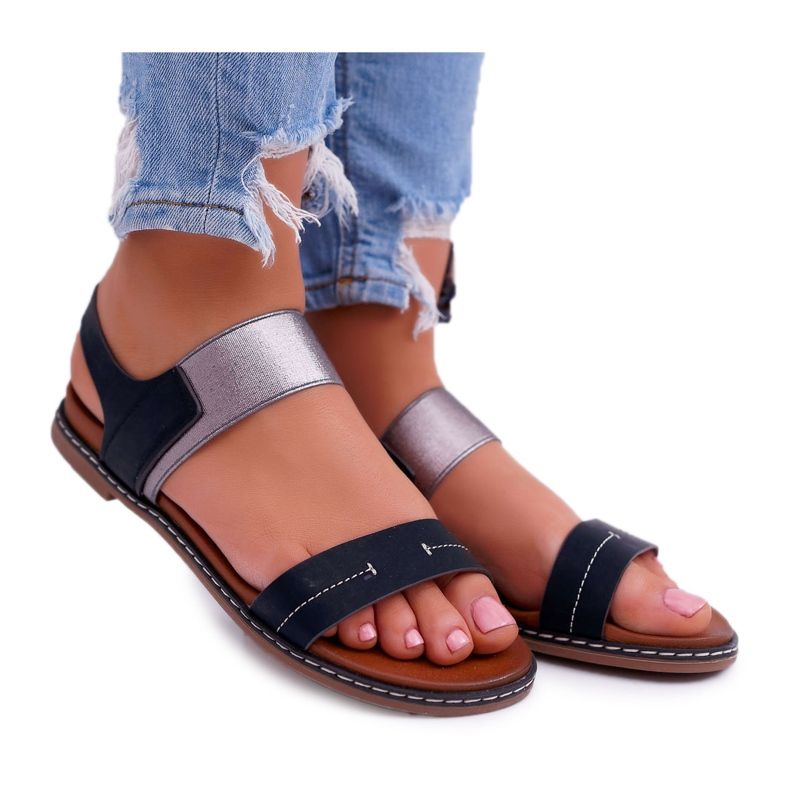 Dámské sandály Flat Sergio Leone SK014 Black Agrina černá