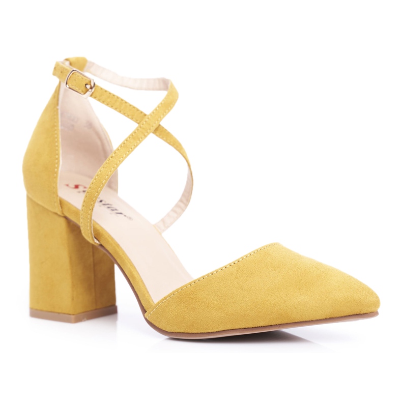 PS1 Dámské lodičky na podpatku se žlutým provozem žlutá