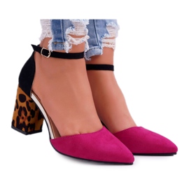 PS1 Dámské lodičky na podpatku Leopard Fuchsia Ferri hnědý černý růžový vícebarevný