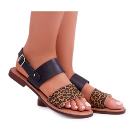 Dámské sandály Maciejka Leather Leopard Black IT001-03 / 00-0 černý
