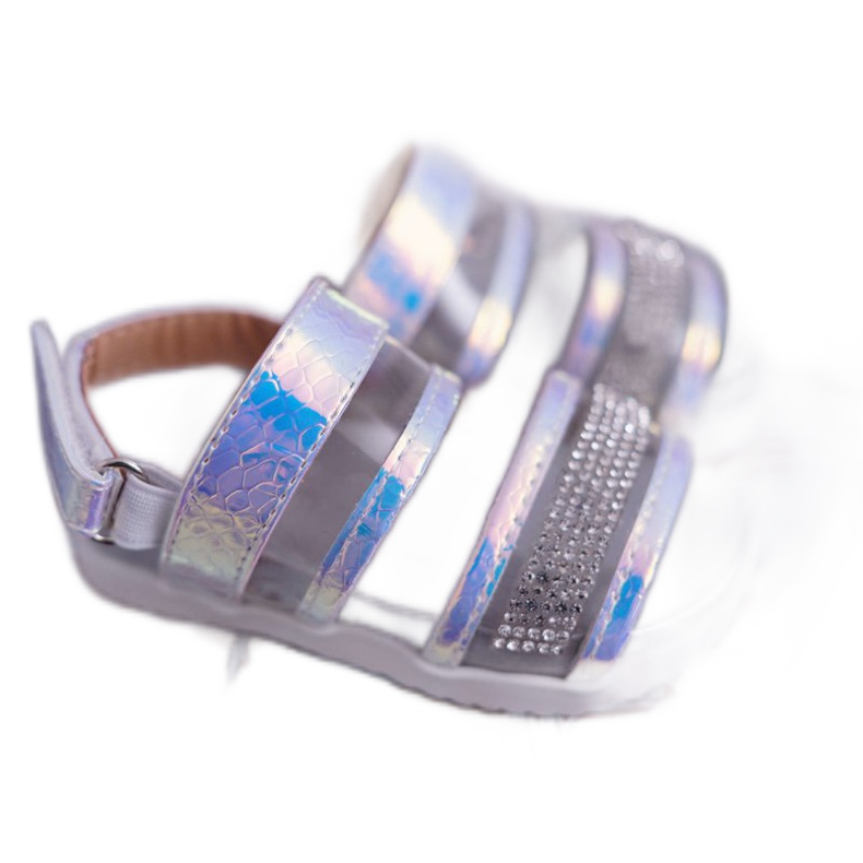 FRROCK Dětské sandály se suchým zipem pro dívky Petrol White Matylda bílý vícebarevný