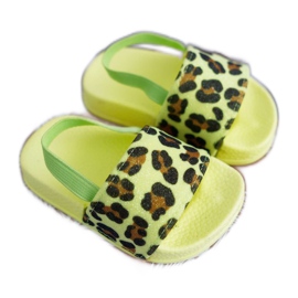 FRROCK Dětské dívčí pantofle Brocade Leopard Lime Rimia vícebarevný zelený