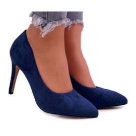 EVE Dámské jehlové semišové šaty ve Spitz Navy Blue Kiss Me námořnická modř