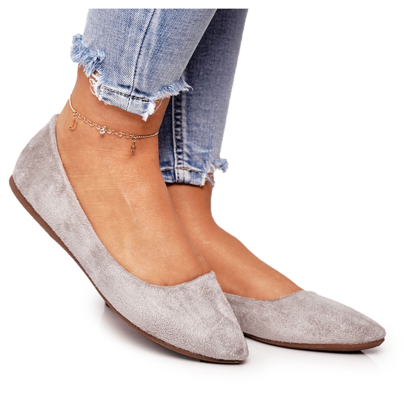 PS1 Šedé dámské balerínky semišové Dermeno šedá