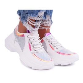 Dámská sportovní obuv se silnou podešví a třpytkami, bílá Ranea bílý šedá Dámská sportovní obuv se silnou podešví a třpytkami, bílá Ranea bílý šedá