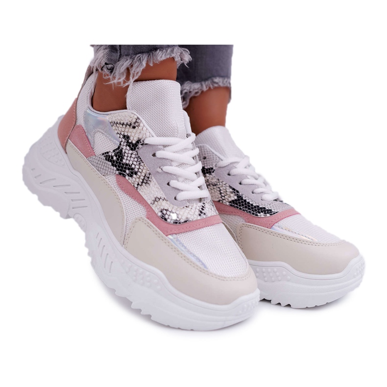 Dámská sportovní obuv Tlustá podrážka Bílý had Sevana šedá vícebarevný