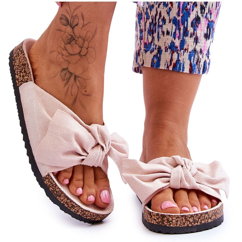 PS1 Dámské béžové pantofle s mašlí Wendy Cork béžový