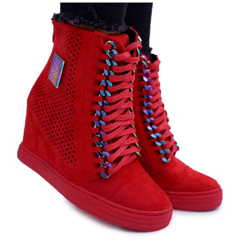 Dámské tenisky Lu Boo Openwork Suede Red Clamma červené