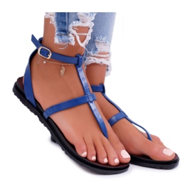 Lu Boo Sandály římské ženy, japonské Lento Navy blue námořnická modř