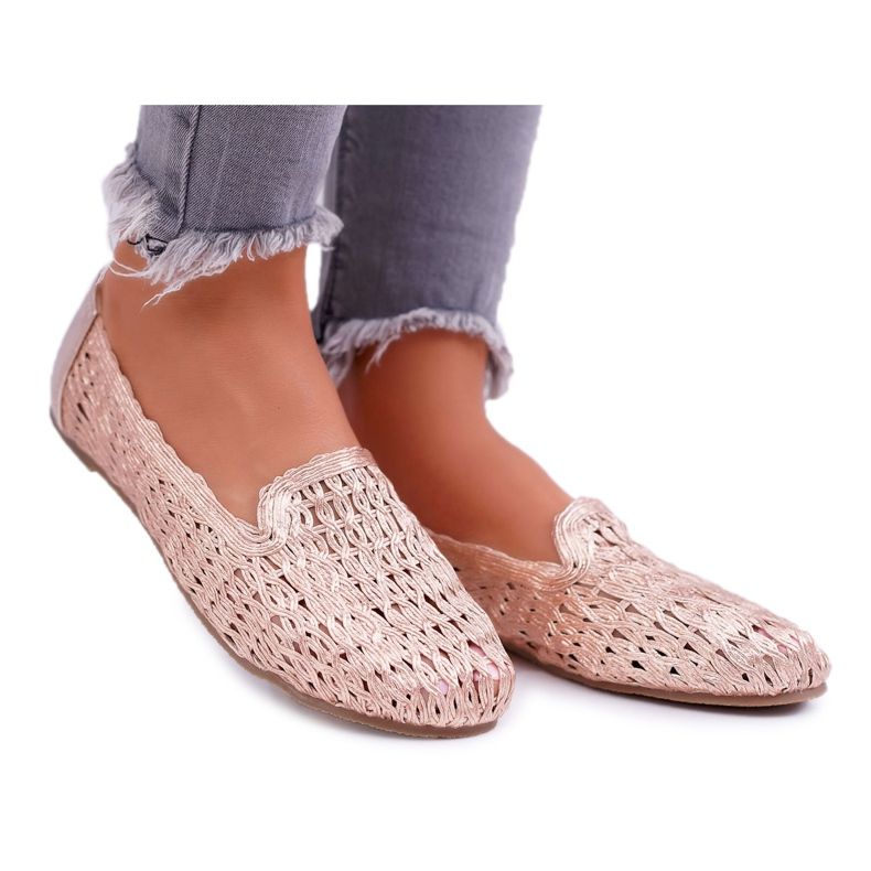 Dámské balerínky Lu Boo pletené růžové zlato 4Ever růžový