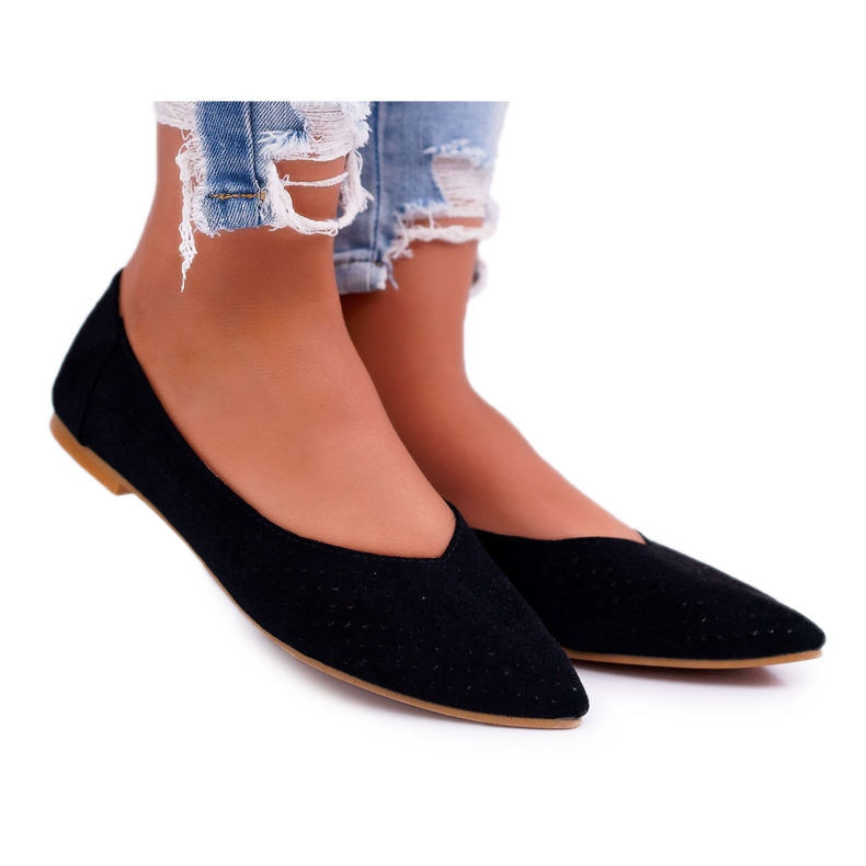 Dámské balerínky Lu Boo prolamované černý dezert černá