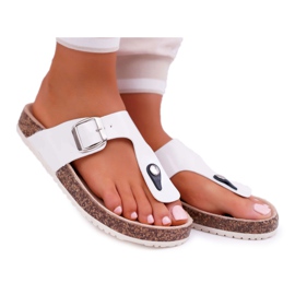 SEA Dámské pantofle Žabky na černé lakované bílé paletě bílý