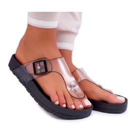 SEA Dámské pantofle Žabky Transparent Stripe Black Framona bezbarvý černý