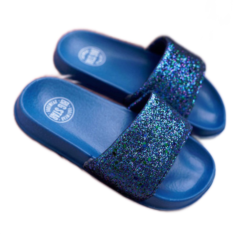 Big Star Velké pantofle pro děti a mládež Navy Blue Brocade AA374089 námořnická modrá