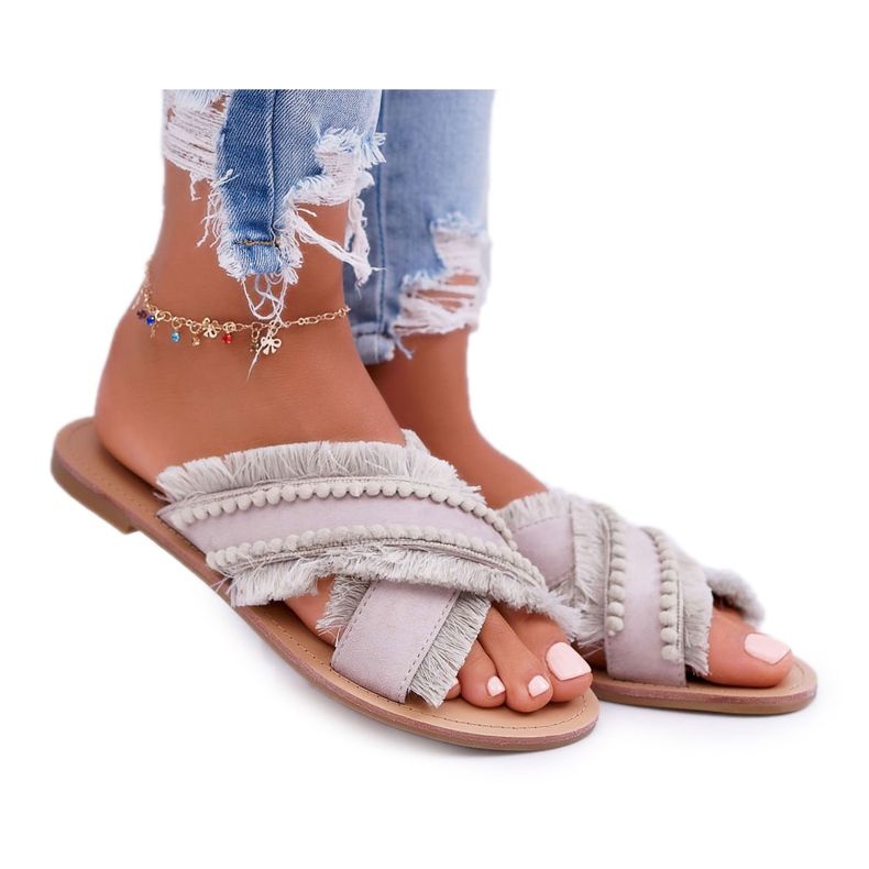 Vices Dámské materiální pantofle Svěráky 7269 Béžová Jamen béžový