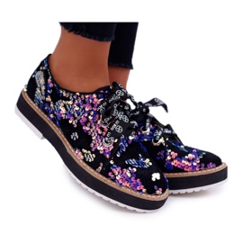Dámské brogues Lu Boo fialové flitry Moonlight černý fialová vícebarevný