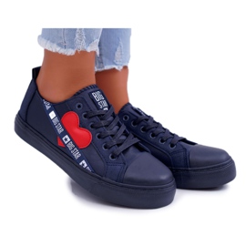 Dámské tenisky Big Star Navy Blue se srdcem EE274258 námořnická modř