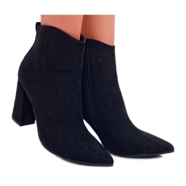 EVE Dámské kozačky na podpatku In Spitz Suede Black Summe černý