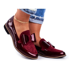 Dámské brogues Maciejka lakované mokasíny burgundské 04099-44 / 00-1 červený vícebarevný