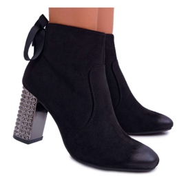 Vinceza Dámské kozačky na podpatku Rock Zip Black Stein černý
