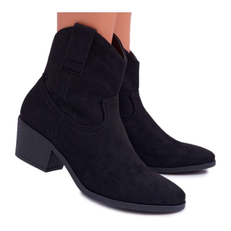 BUGO Dámské kozačky na plochém podpatku Kovbojské boty Černá Telifa