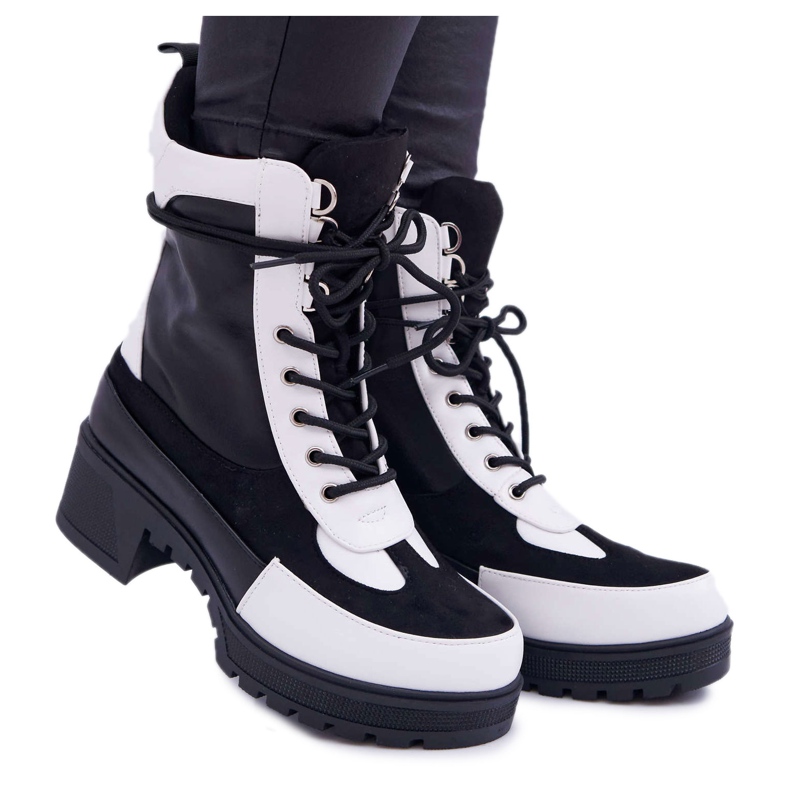 HAN Dámské vysoké šněrovací boty Ridley bílý černá