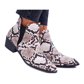Dámské ploché kotníkové boty Murino Snake Skin bílý černý vícebarevný