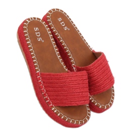 Červené pantofle espadrilky 7970-PL Červené červený