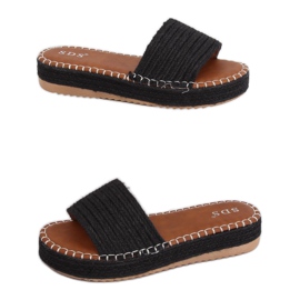 Černé pantofle espadrilky 7970-PL Černá černý