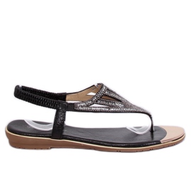 Žabky zdobené černou M03 Black černý