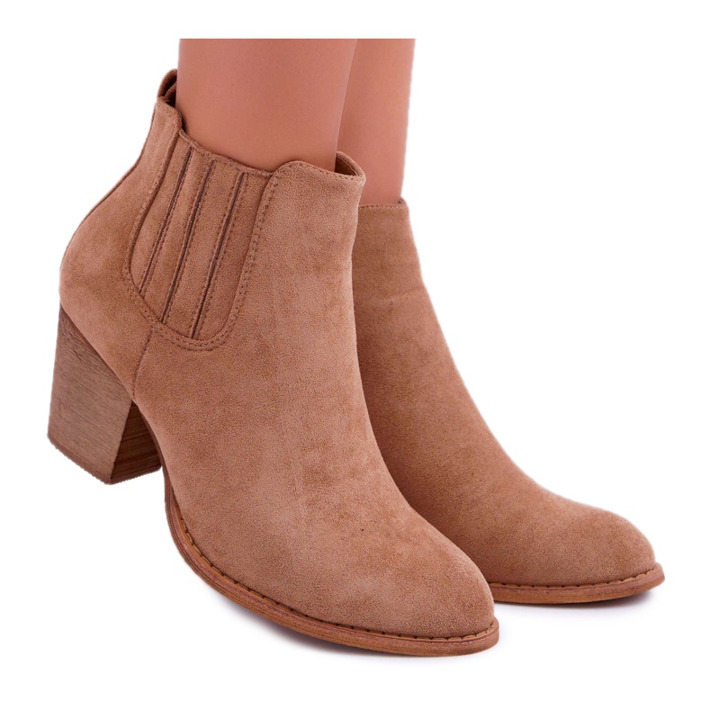 FRID Dámské boty na vysokém podpatku semišové béžové dámské béžový