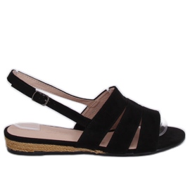 Černé sandály espadrilles 9291 Negro černý