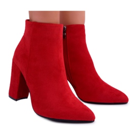 FW1 Dámské kozačky na podpatku Suede Red Sharks červený