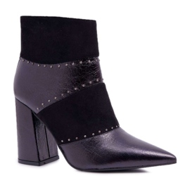 SEA Dámské boty na vysokém podpatku s nýty In Spitz RB21P Black Yango černý