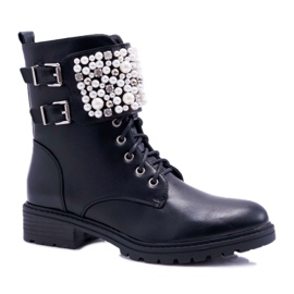 FRID Dámské boty na plochém podpatku Military Black Bemmer černý