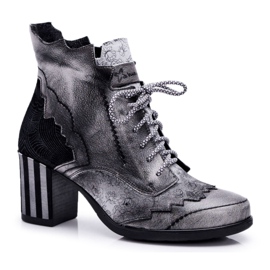 Dámské kožené boty Maciejka šedé 03190 šedá