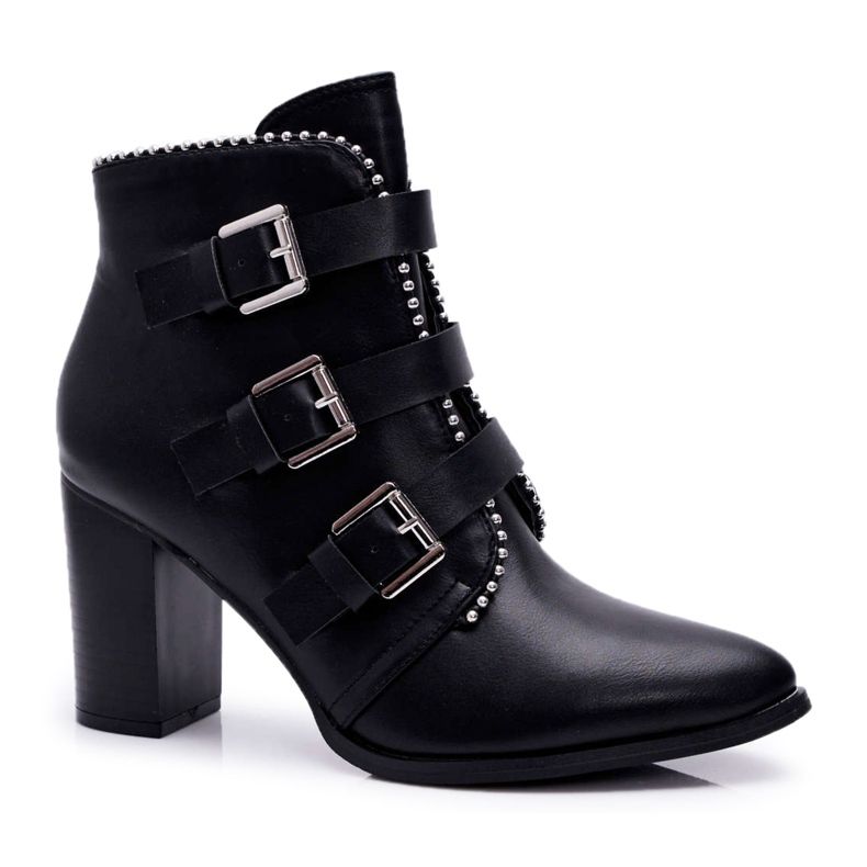 FJ1 Dámské boty na podpatku s přezkami černé Finbas černá