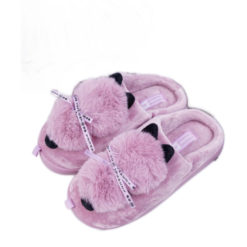 BUGO Dámské pantofle s kožešinovým kotětem Pink Kitty růžový