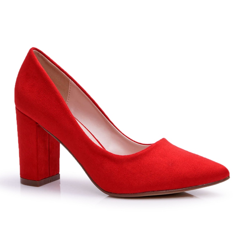 Dámská čerpadla na sloupu semišového červeného