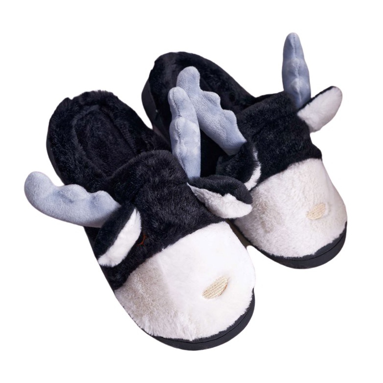 FRID Dámské pantofle s kožešinou černé sobí deff černá